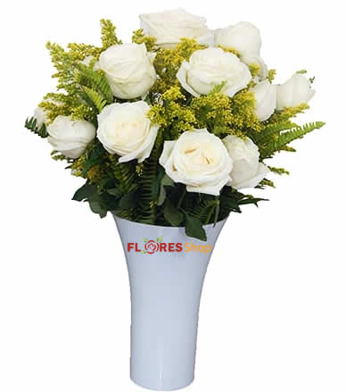 3168 Vaso de Rosas Brancas